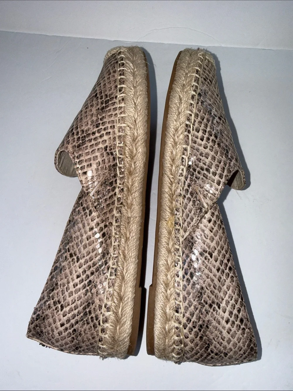 Sam Edelman Taupe Snake-Print Espadrille Flats